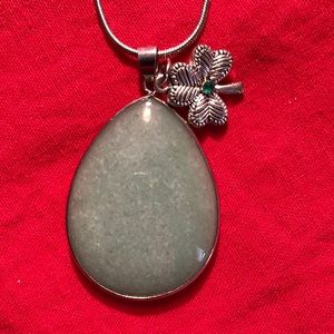 Green stone with shamrock necklace